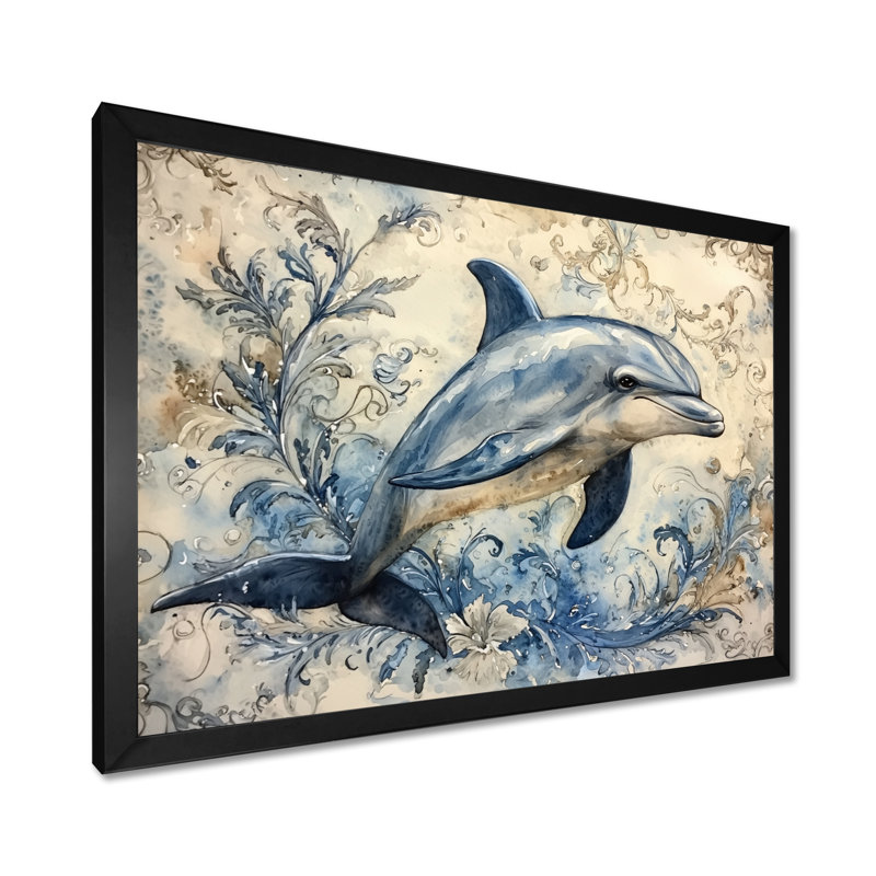 Impression sur toile Dolphin Majestic Oceanic Environment I - Animals Dolphin, H 12 po x l 20 po, Noir