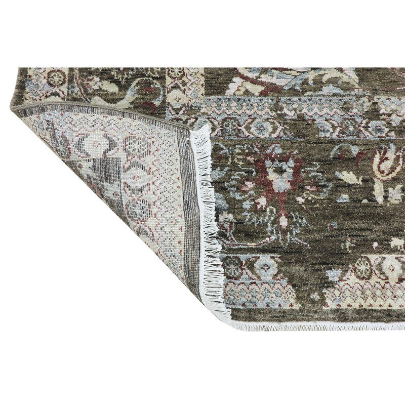 Oriental Area Rug in Dark Green/Ivory, Rectangle 8' x 10'