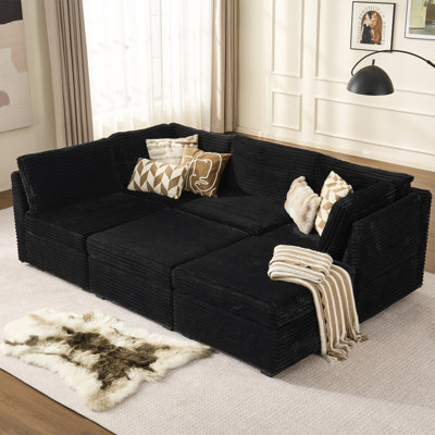 6-piece Modular Sectional Sofa With Ottoman, Deep Seat Cloud Couch For Living Room & Bedroom, Easy To Assemble, Soft Upholstered Modern U&l-shaped Sofa