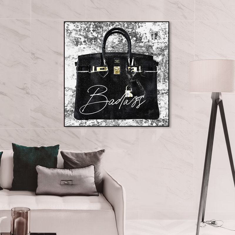" Super Birkin Women Handbags ", 30" H x 30" W, Black Framed