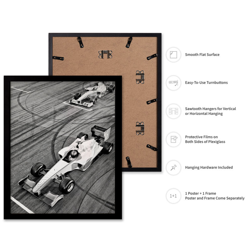 Voiture de course n ° 2, Black Framed, Poster, 16"H x 20"W