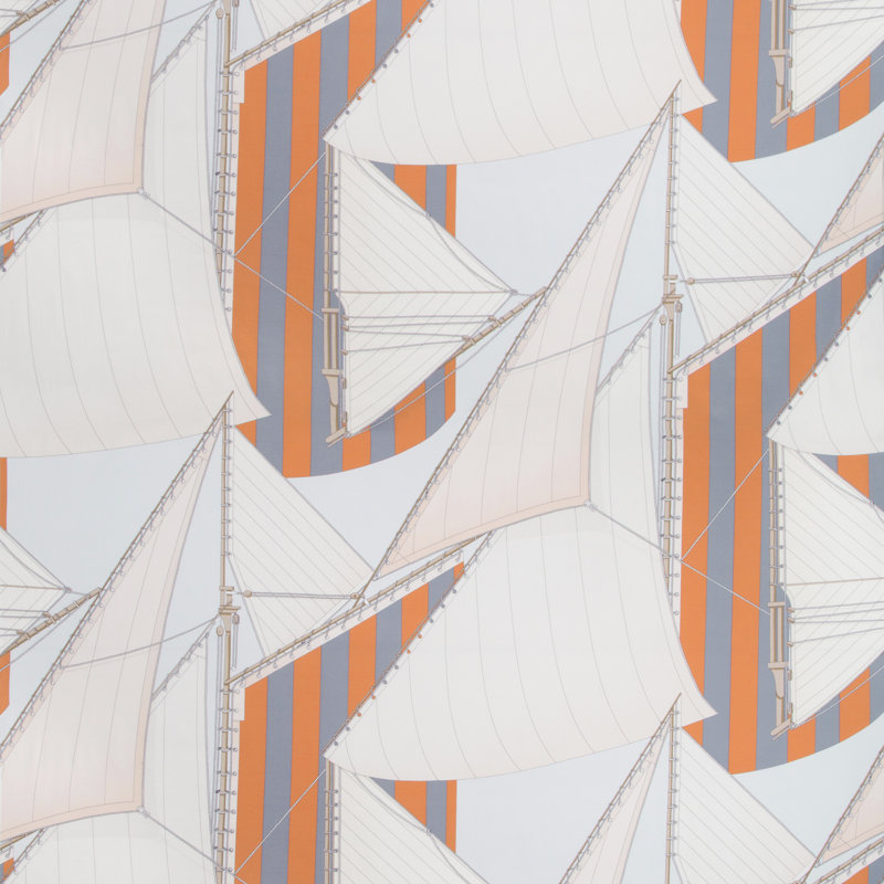 The Riviera St Tropez 100% Cotton Fabric, Slate/Spice