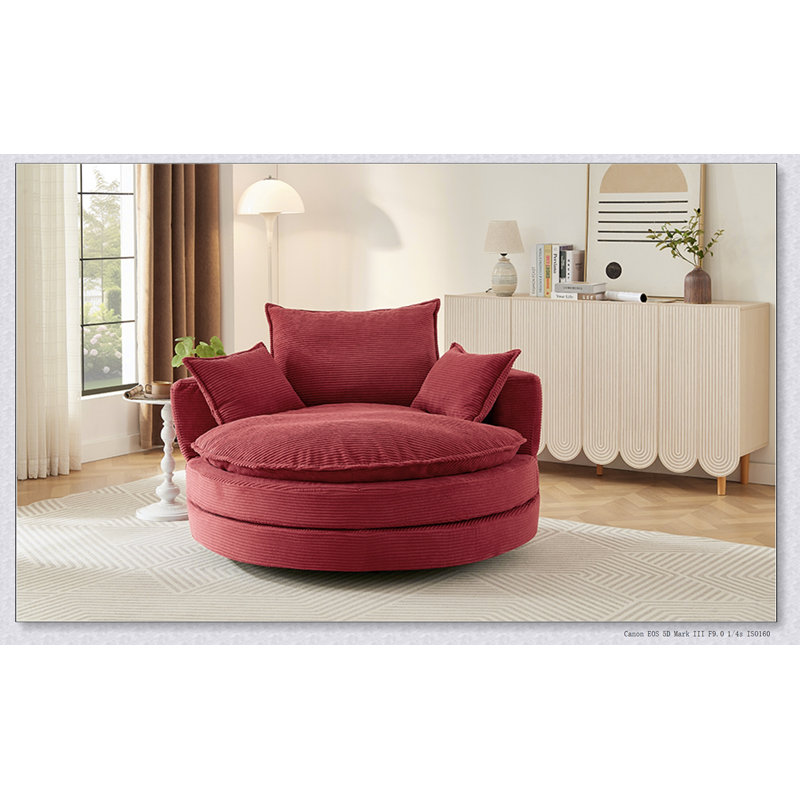 Upholstered Swivel Accent Chair, Red Velvet