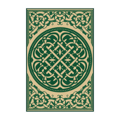 Soft Plush Escarcega St Patties Modern & Contemporary Abstract Area Rug in Green – Green Binding