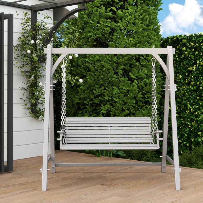 Outsunny 2 Seater Garden Swing Seat Wooden Swing Chair Bench Grey