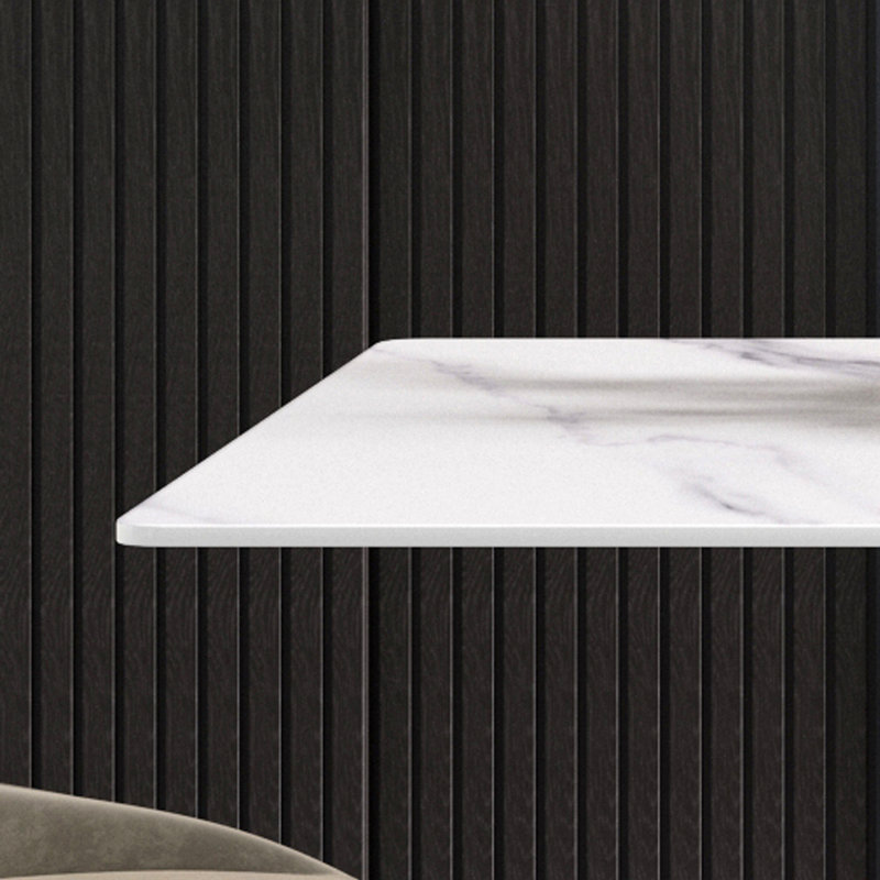 Sintered Stone Dining Table, Gold, White, 29.53” H x 70.9" W x 35.4" D