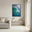 «Paddleboarder on Massive Teal Wave with Sea Turtles», art mural-133518352