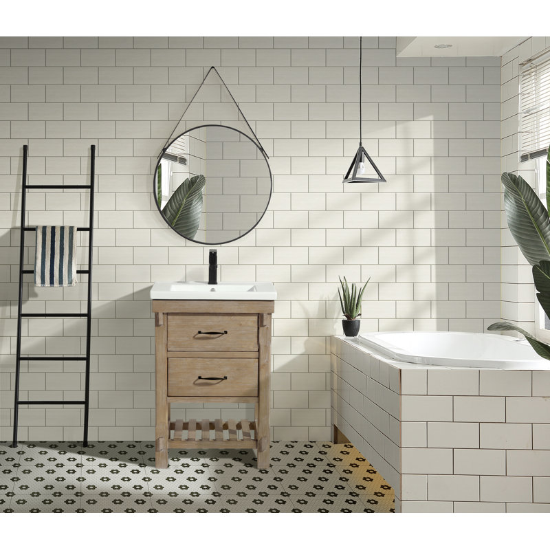 Marina Weathered Fir 24" Single Bathroom Vanity with Ceramic Top