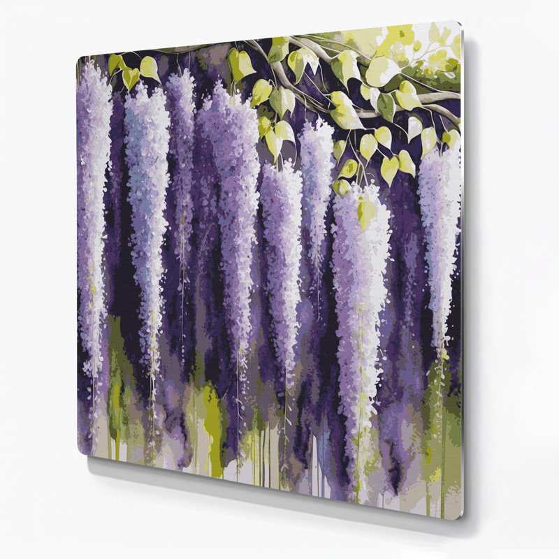 Art mural en métal Botanical Wisteria, H 192 po x l 192 po x P 0,05 po