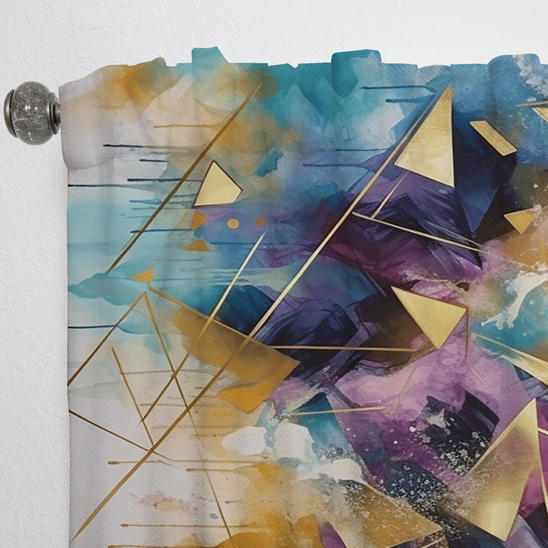 Sidell - Golden Explosion Triangles II - Abstract Curtain - Velvet Room Darkening - 1 panel, 52" W x 90" L