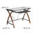 Glass Computer Desk with Pull-Out Keyboard Tray and Crisscross Frame-932448061