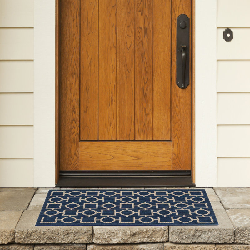 Arneshia Cotton Blue/Beige Area Rug, Rectangle 2' x 3'7"