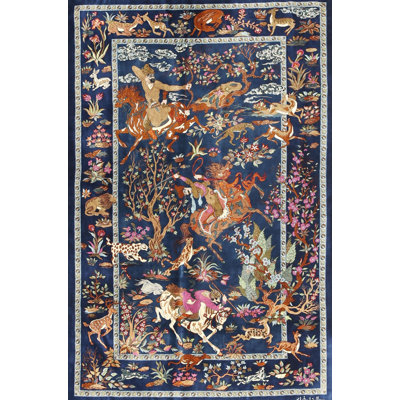Tapis bleu en laine touffeté à la main Rewis