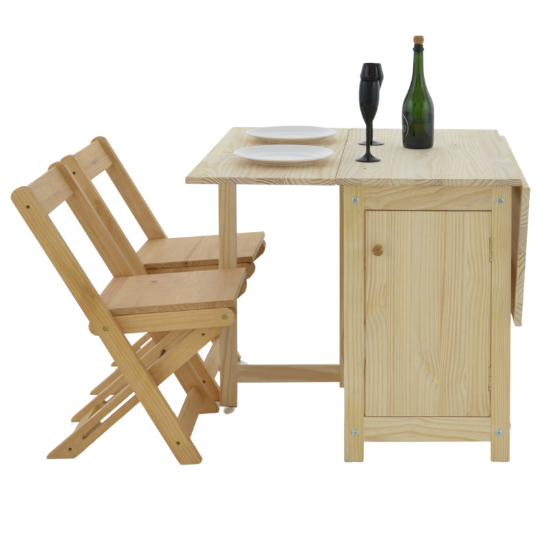 46" Solid Wood Foldable Dining Table Set with 4 Chairs and Clever Storage – Enhance Style and Space Efficiency