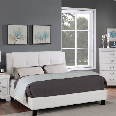 Eastern King Size Bed 1Pc  Bed Set White Faux Leather Upholstered Tufted Bed Frame Headboard Bedroom Furniture -  Mercer41, AD6801C601D3403594497255620463A9