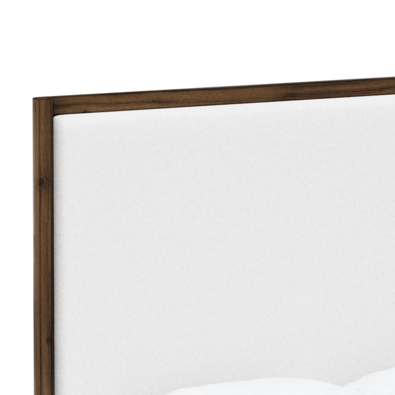 Grand lit tapissier en noyer avec tissu confortable et tête de lit à base stable Classic Elegance