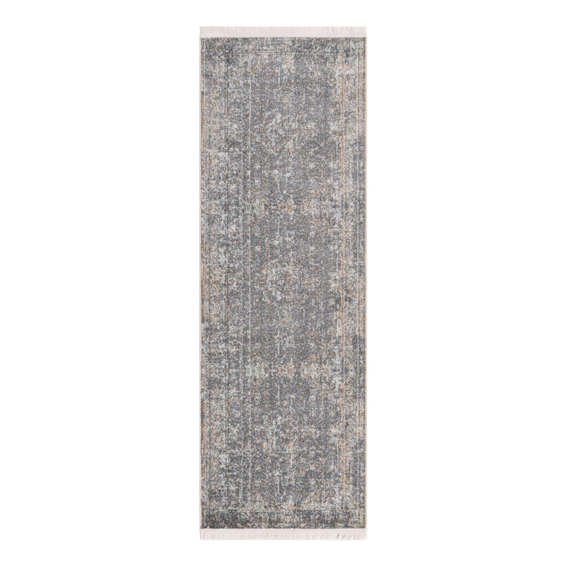 Tapis oriental gris fumée Folmar, Tapis de couloir 2 pi 2 po x 6 pi 1 po