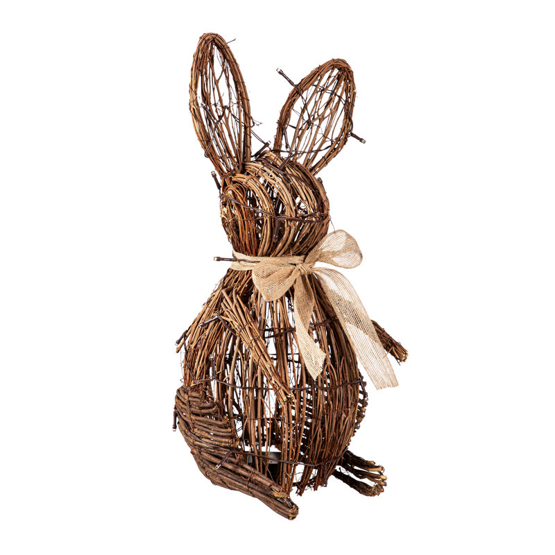 Décoration de Pâques Lapin en rotin à DEL, H 18,5 po
