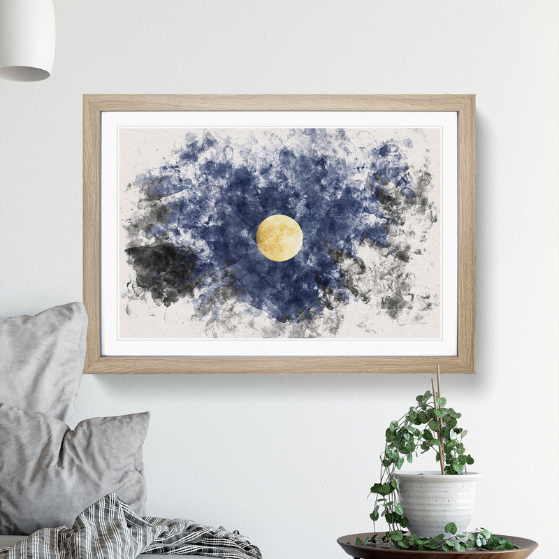 Moon Through the Trees - Framed Print, 62cm H x 87cm W x 2cm D, Oak Framed