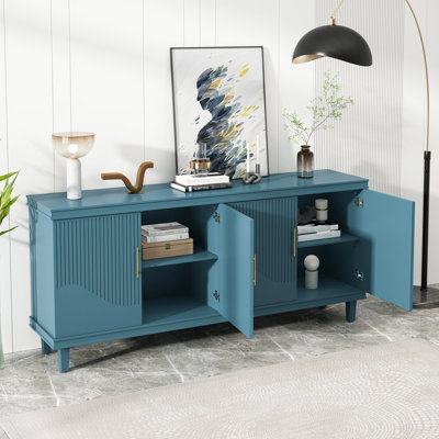 Olive 70.93'' 4-Door Cabinet. & Solid Wood Materials. Adjustable Shelves For Optimal Home Storage Cabinet In . And Wood. Efficient Organized