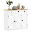 Buffet blanc vieilli - Armoire de rangement de comptoir en bois massif avec 3 tiroirs, portes, tablette réglable pour la maison dans le comptoir, moderne