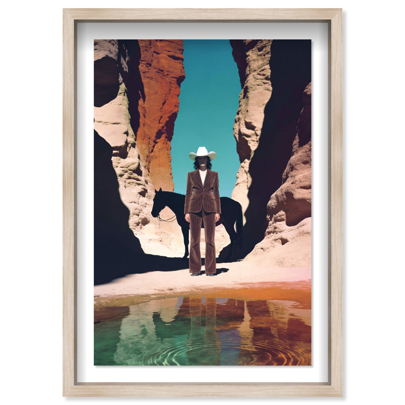 Cowgirl's Surreal Print by Oliver Gal, 17.5"H x 25.5"W, Natural Oak Shadowbox