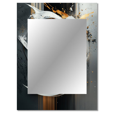 Black And Gold Abstract Shapes And Lines IV - Abstract Shapes Unique Wall Mirror, Gold Mirror, Printed Metal Art