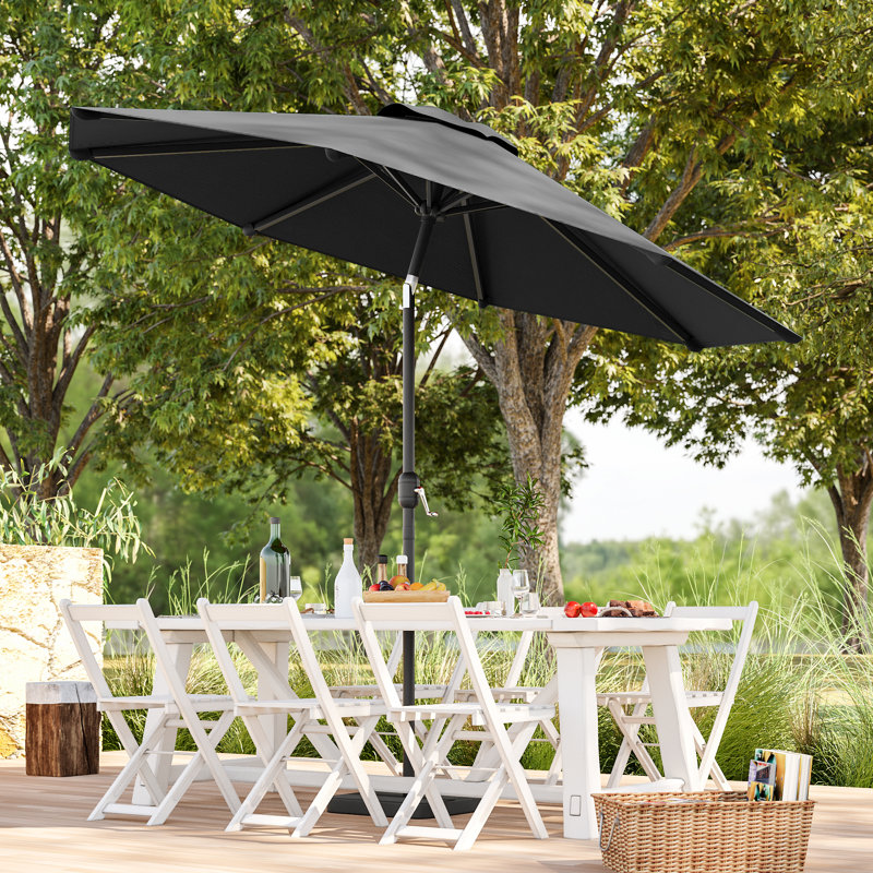 Parasol de terrasse 9 pi, Noir, noir, noir, noir
