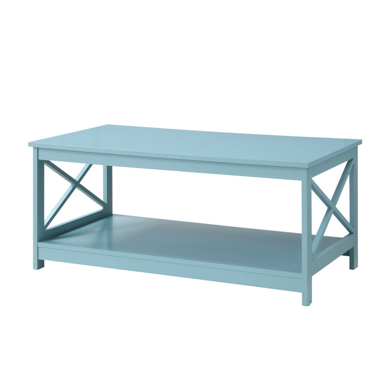 Table basse à 4 pieds avec rangement Darek, Bleu écume de mer