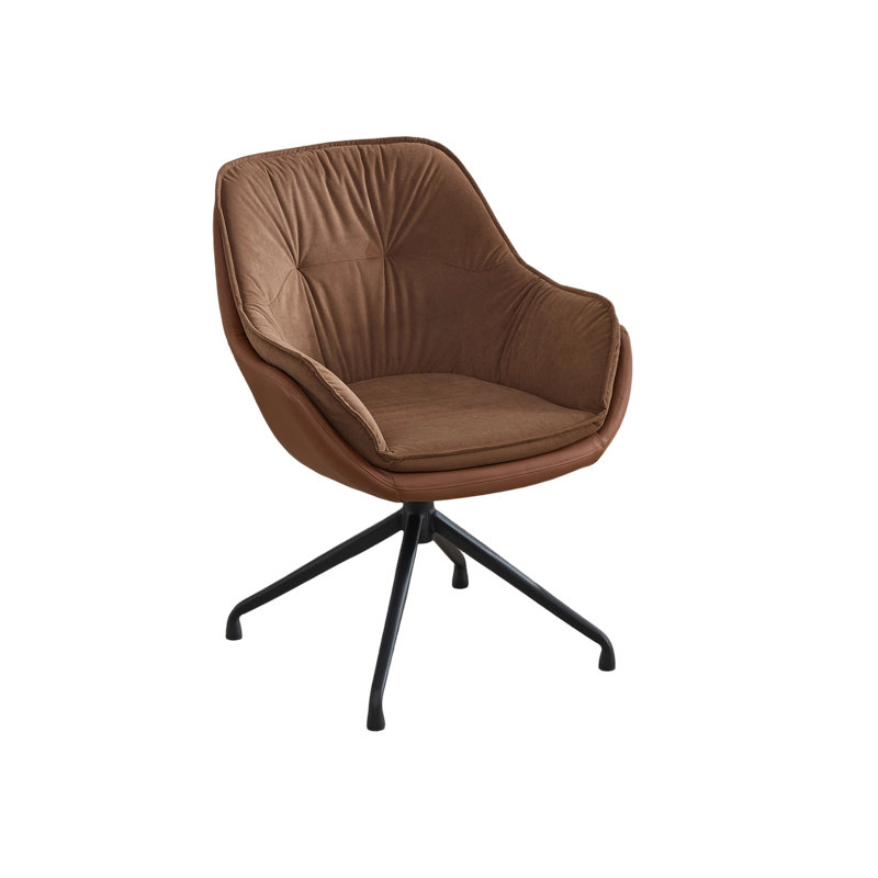 Fauteuil de coiffeuse pivotant en similicuir brun avec siège ergonomique 360 ° avec siège ergonomique anti-taches, Brown