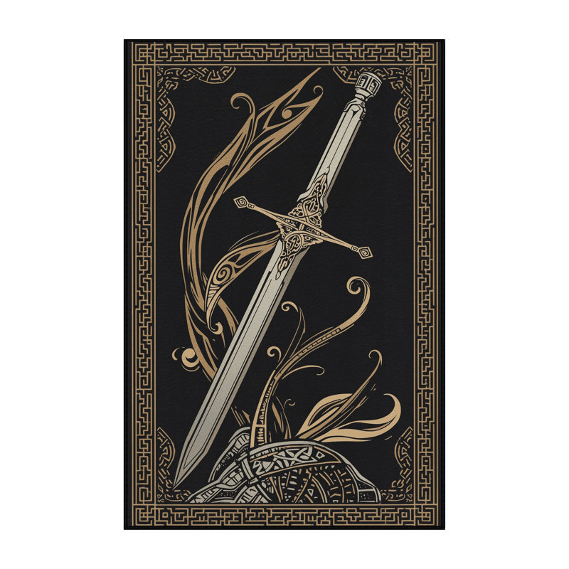 Tapis oriental gris délavé à la machine Titus King Arthur Classic - reliure noire, 2 pi x 3 pi