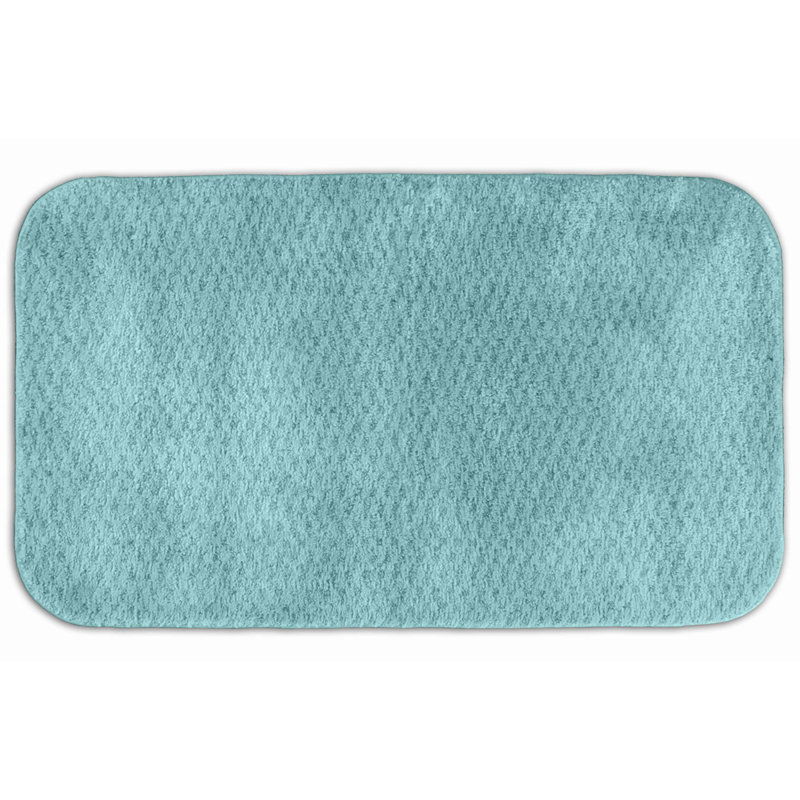 Juliahna Nylon Bath Rug with Non-Slip Backing, Runner 22" x 60", Sea Foam