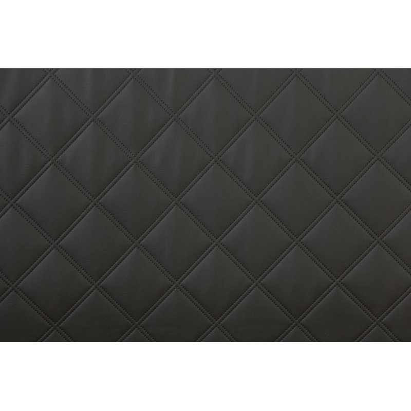 Bark Upholstered Faux Leather Bed, European Double (140 x 200 cm), Black, Cold Foam H2