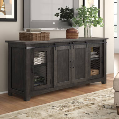 Sapphome Dog Crate Furniture Large Breed TV Stand with 2 Sliding Doors,Grey