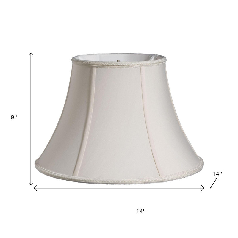 Cream Shantung Silk Bell Lamp Shade, Cream, 9" H x 14" W x 14" D