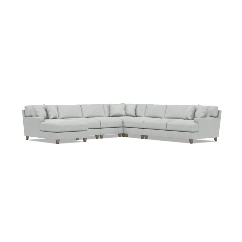Bernhardt Mila 6-Piece Fabric Sectional, Left Hand Facing, Gray Polyester Blend, 33.5" H x 137" W x 137" D