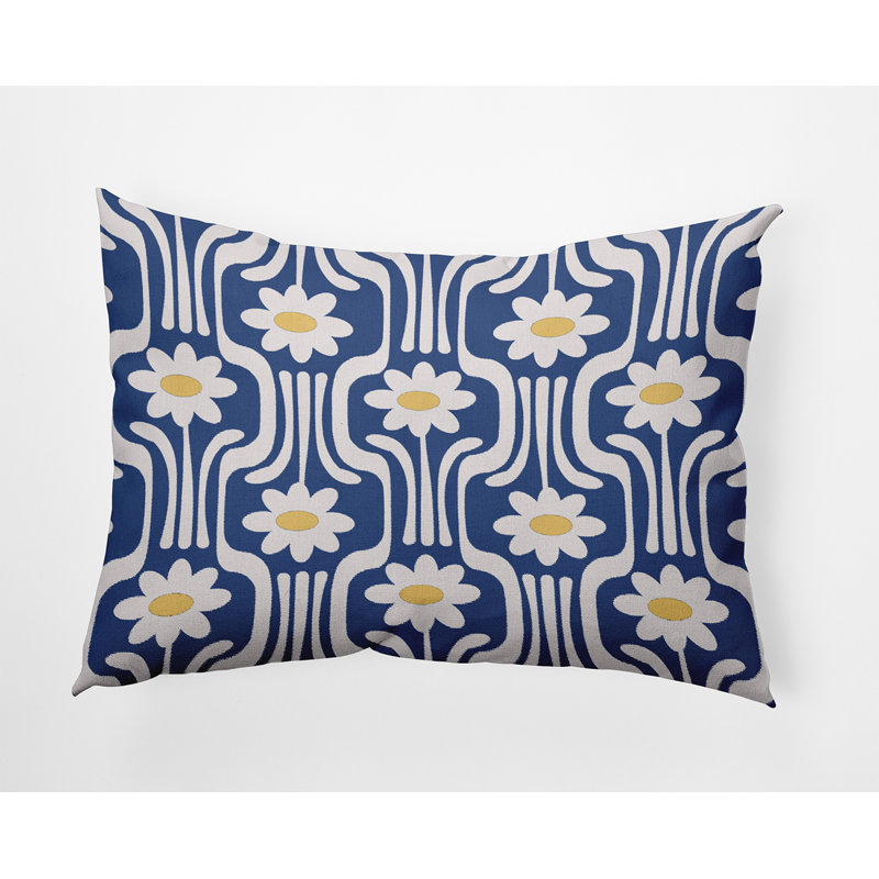 Coussin floral réversible Flower Power, Floral nautique marine