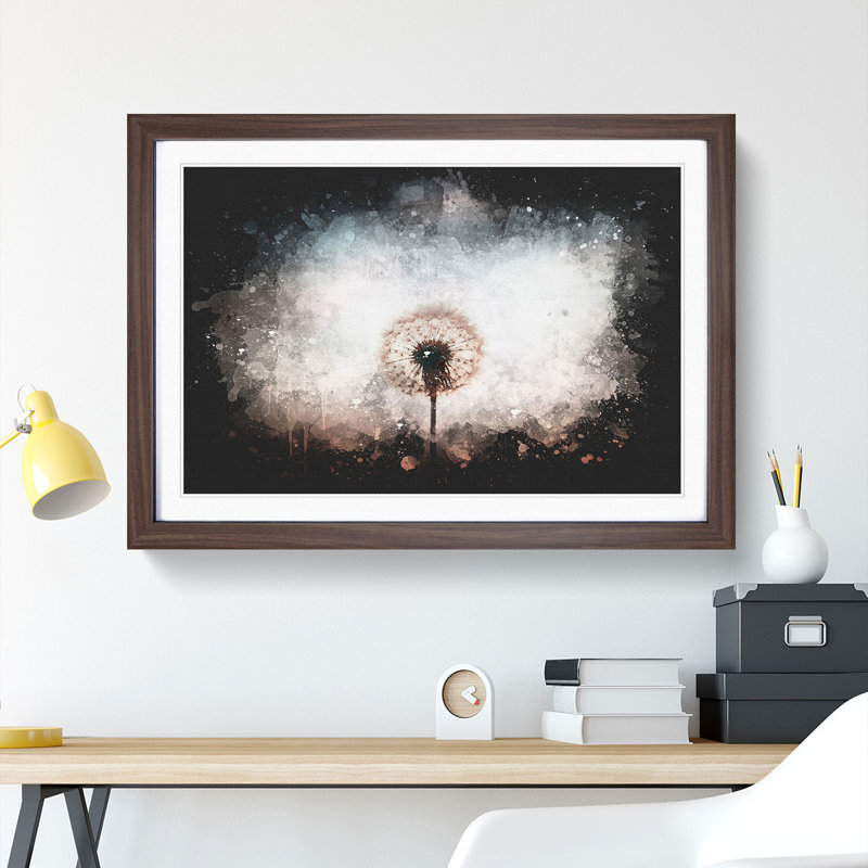 Dandelion Paint Splash - Framed Print, Walnut Framed, 62cm H x 87cm W x 2cm D