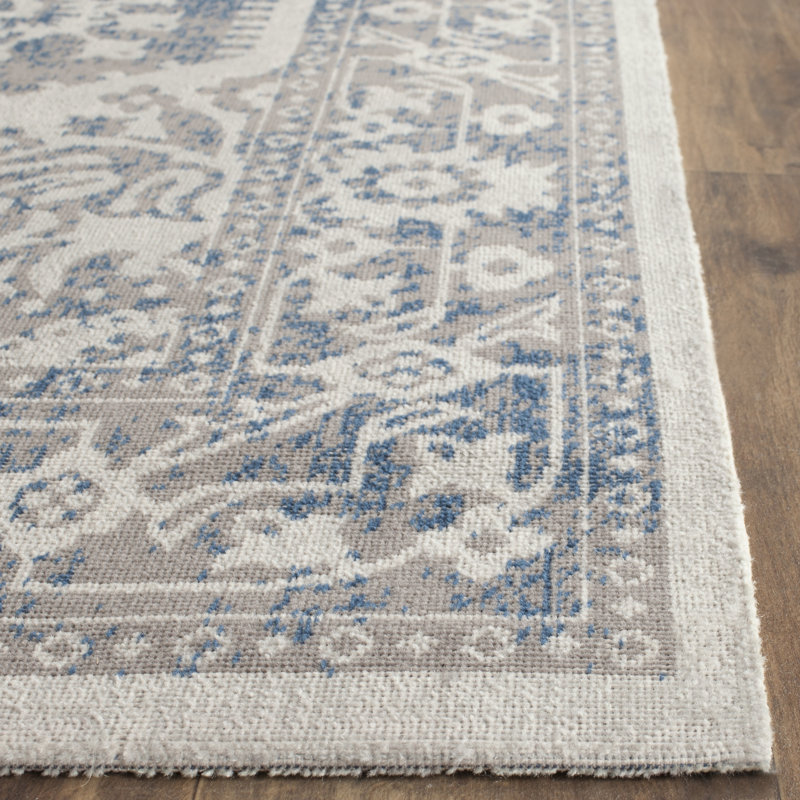 Patina Gray and Blue Oriental 3' x 5' Area Rug