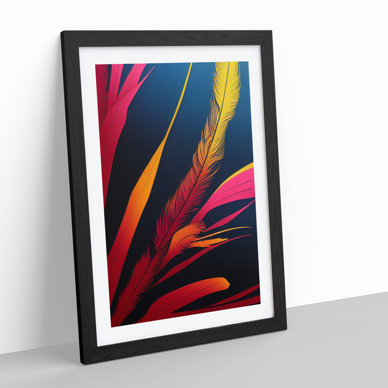 Striking Feathers - Framed Print, Black, 64cm H x 46cm W