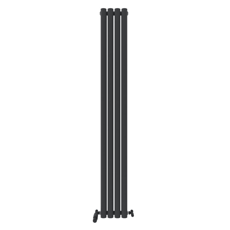 iBathUK Princia Vertical Double Oval Panel Radiator, 1800cm H x 240cm W x 79cm D, Grey