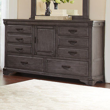 Commode combinée 8 tiroirs Eile, Acajou gris brossé