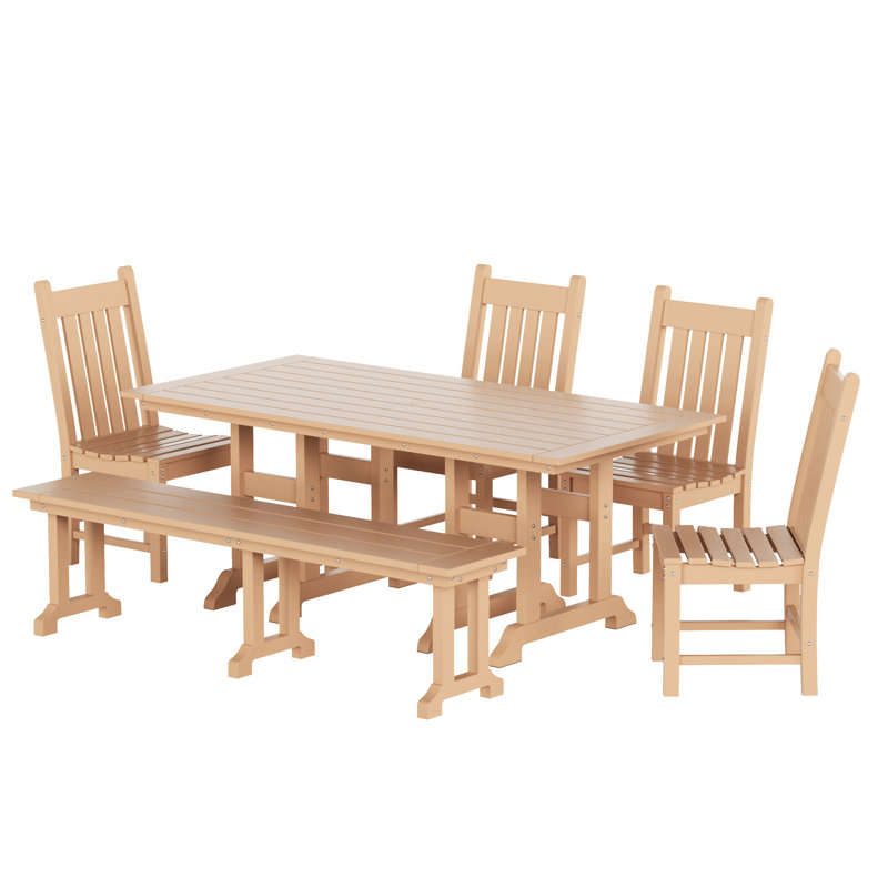 Ensemble de salle à manger rectangulaire pour 6 personnes 71 po Laguna, Teck