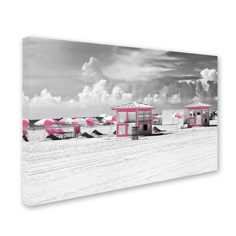 " Pink Beach Houses Miami ", 12" H x 19" W x 2" D