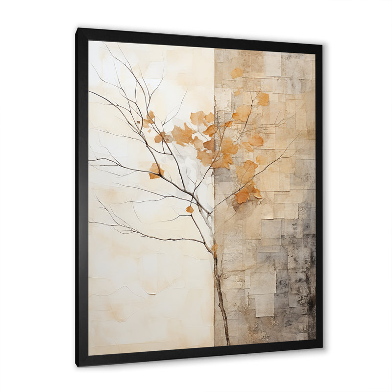 Minimalisme Sycamore Tree Landscape III, reproduction d'art sur toile, Cadre simple noir, H 40 po x l 30 po x P 1,5 po