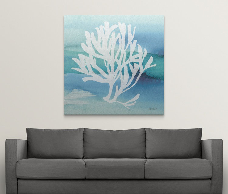 « i » par lisa audit, reproduction d’art Sea Life Coral, H 24 po x l 24 po x P 1,5 po, Toile
