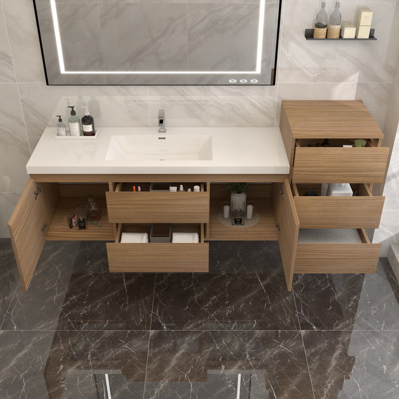 Moreno Bailey 67'' Single Bathroom Vanity with Acrylic Top, Rose Wood