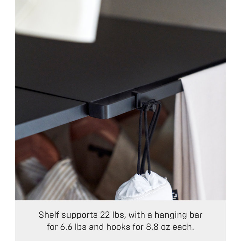 Expandable Black Steel Suitcase Rack with Storage Bar
