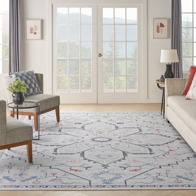 Oriental Machine Washable Area Rug in Gray, Rectangle 9'2" x 12'