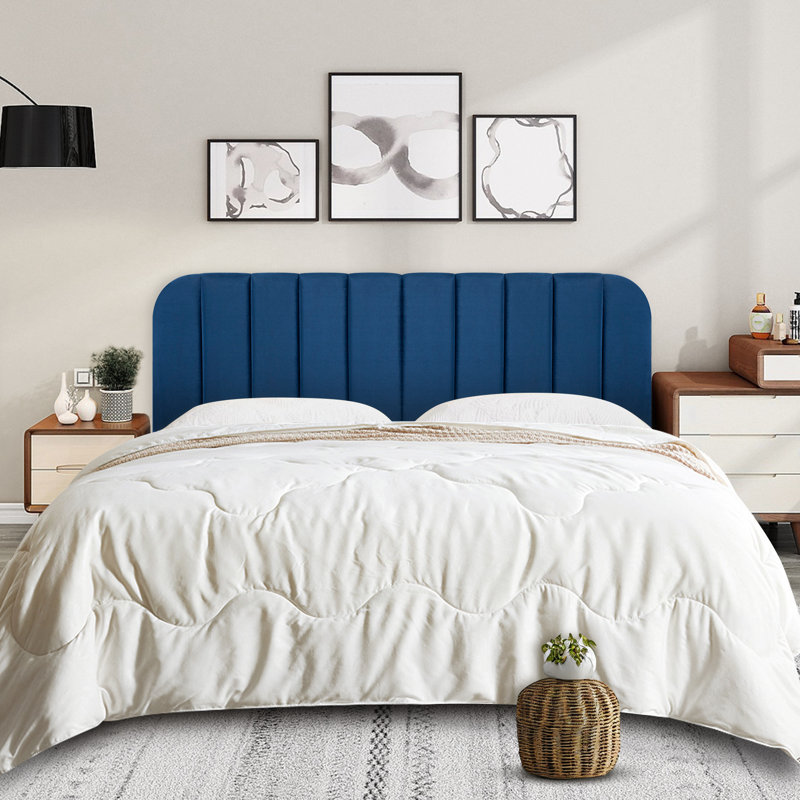 Upholstered Easy Assemble Headboard, Blue, Queen